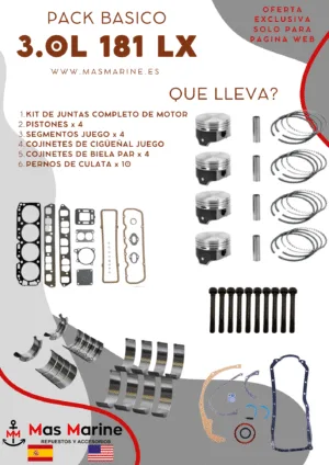 Kit reparación motor básico Mercruiser Volvo GM 4L 3.0 L 181 lx