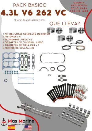 Kit reparación motor básico Mercruiser Volvo  Gm 4.3 L V6 262 CID Vortec