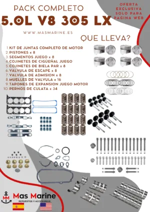 Kit reparación motor completo Mercruiser Volvo GM 5.0 L V8 305 LX