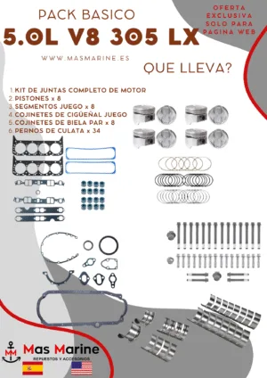 Kit reparación motor básico Mercruiser Volvo GM 5.0 L V8 305 LX