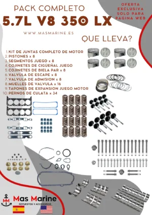Kit reparación motor completo Mercruiser Volvo GM 5.7 L V8 350 LX