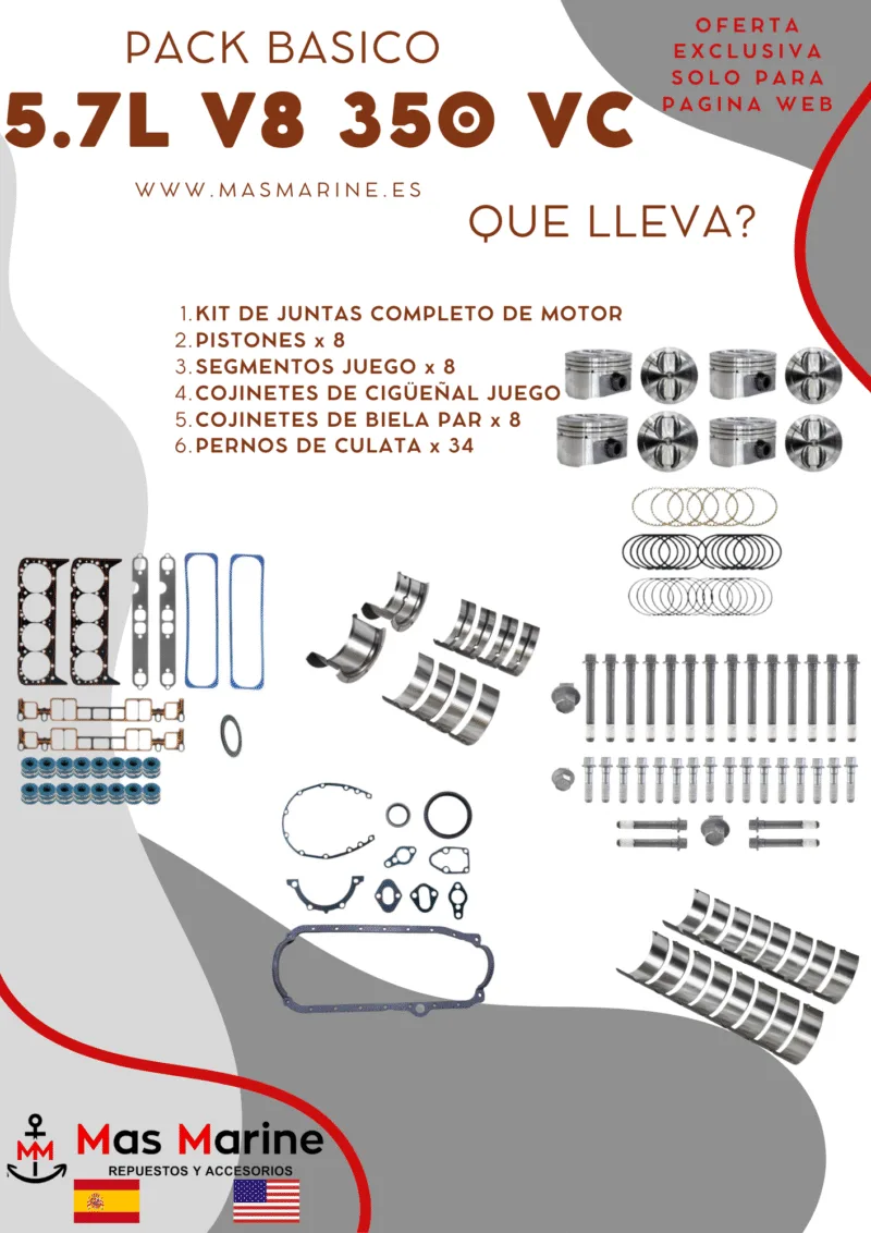 Kit reparación motor básico Mercruiser Volvo GM 5.7 L V8 350 Vortec