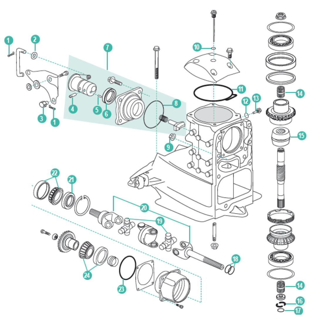 Despiece cola parte superior Volvo Penta SX-A DPS-A DPS-B
