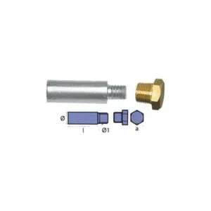 Ánodo completo para motor Yanmar 6LY2A-STP – L 50 mm 119574-18790