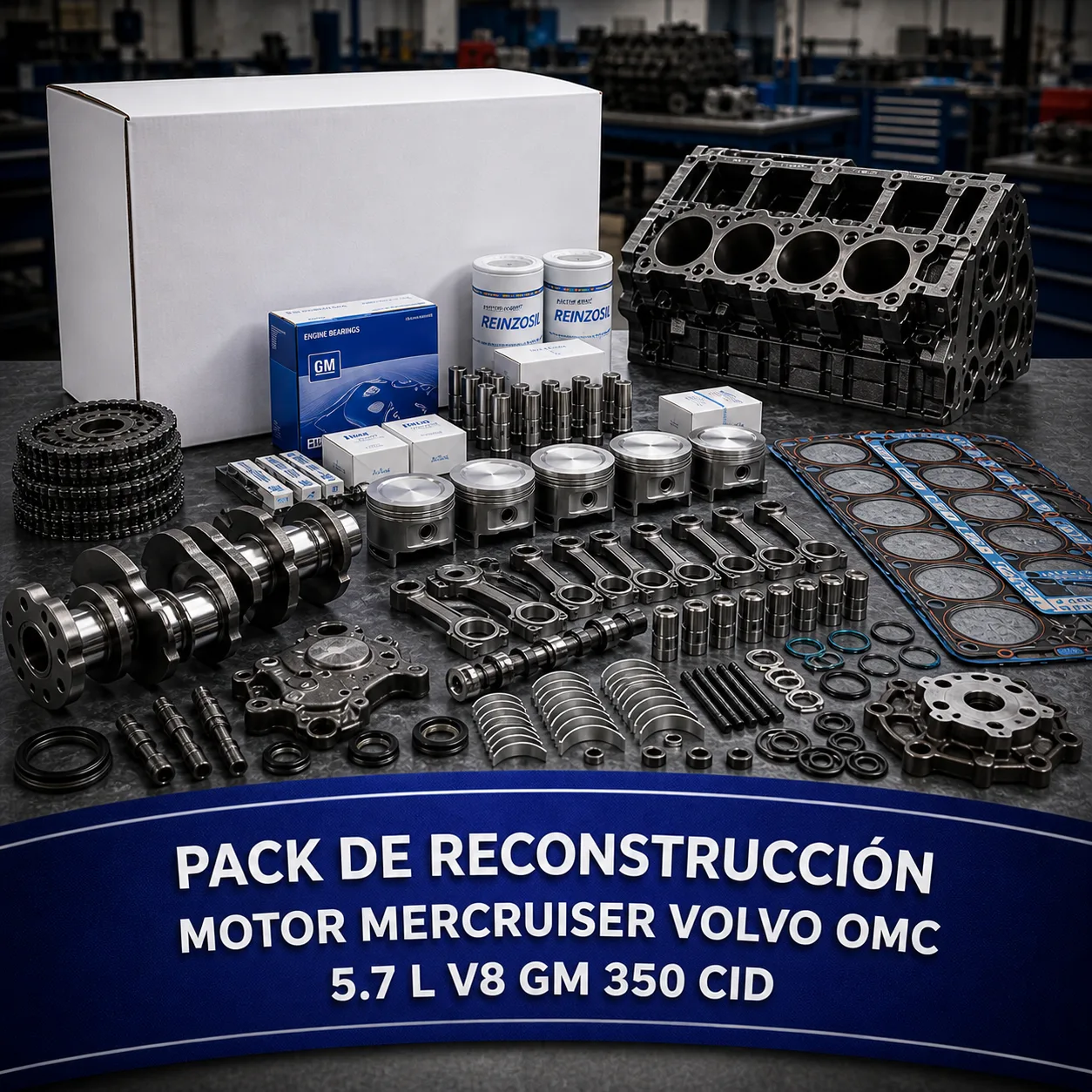 Pack de recostrucion motor Mercuiser Volvo OMC 5.7 L V8 GM 350 CID