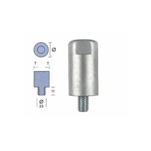 Ánodo de Zinc Yanmar Ø23 mm para Motor Marino